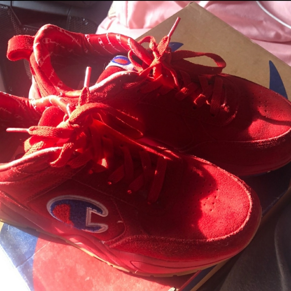 Red champion sneakers
